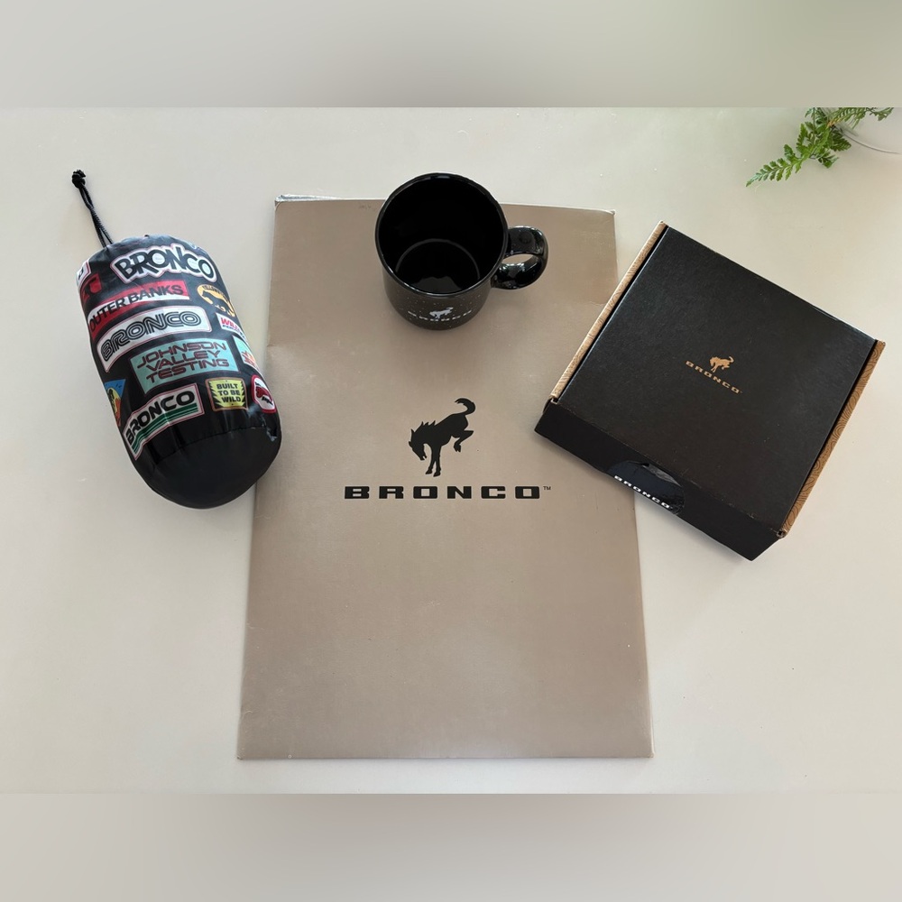 Attention Ford Bronco Lovers! Lot includes print, mug, hammock and flag